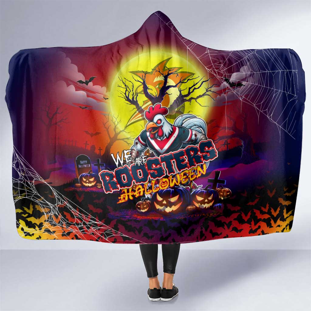 We Are Roosters Halloween Hooded Blanket Pumpkin Scary Spooky Season - Aussie Hoodie