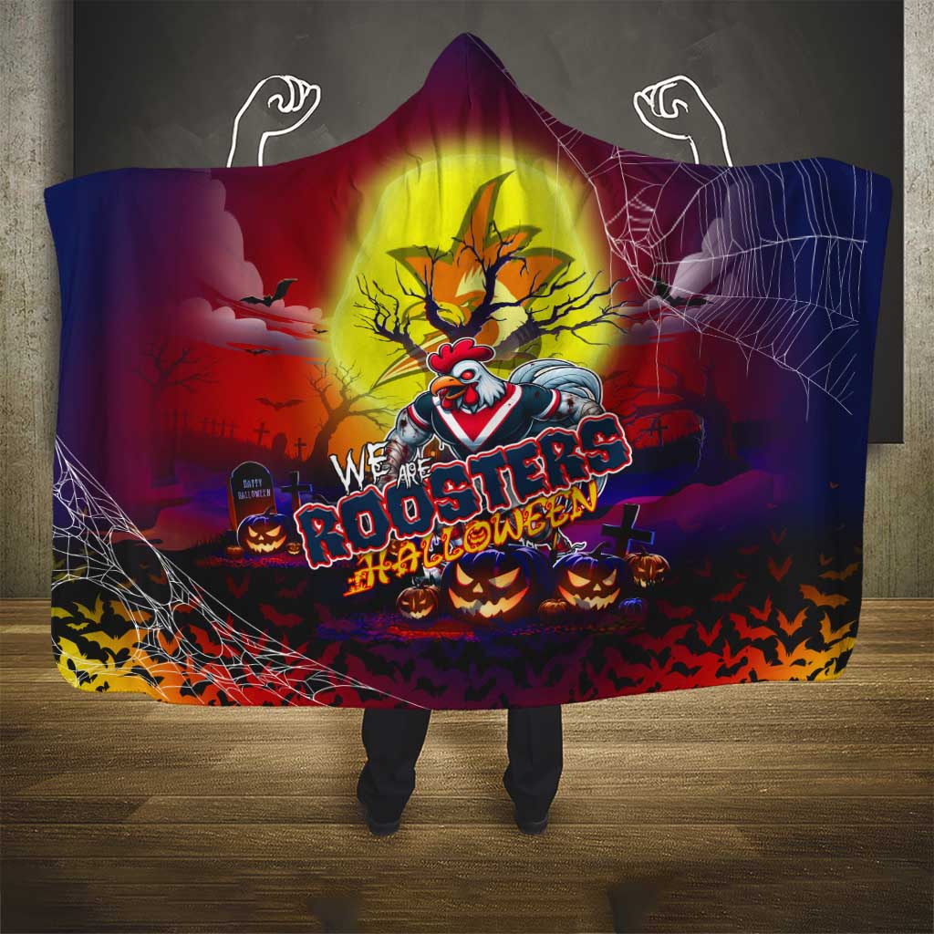 We Are Roosters Halloween Hooded Blanket Pumpkin Scary Spooky Season - Aussie Hoodie