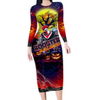 We Are Roosters Halloween Long Sleeve Bodycon Dress Pumpkin Scary Spooky Season - Aussie Hoodie
