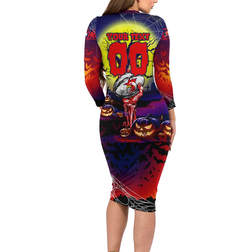 We Are Roosters Halloween Long Sleeve Bodycon Dress Pumpkin Scary Spooky Season - Aussie Hoodie
