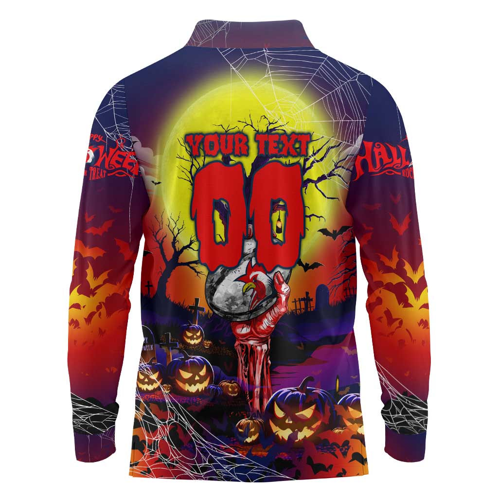 We Are Roosters Halloween Long Sleeve Polo Shirt Pumpkin Scary Spooky Season - Aussie Hoodie