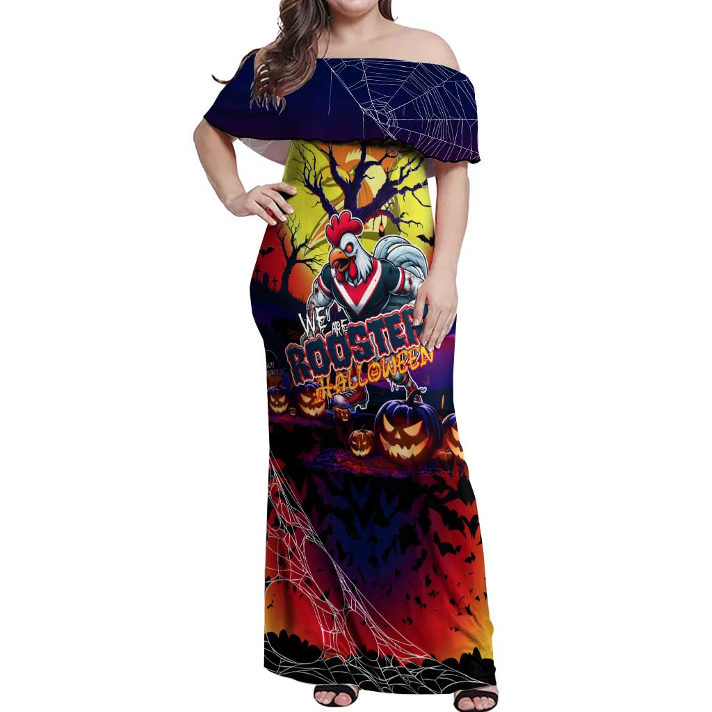 We Are Roosters Halloween Off Shoulder Maxi Dress Pumpkin Scary Spooky Season - Aussie Hoodie