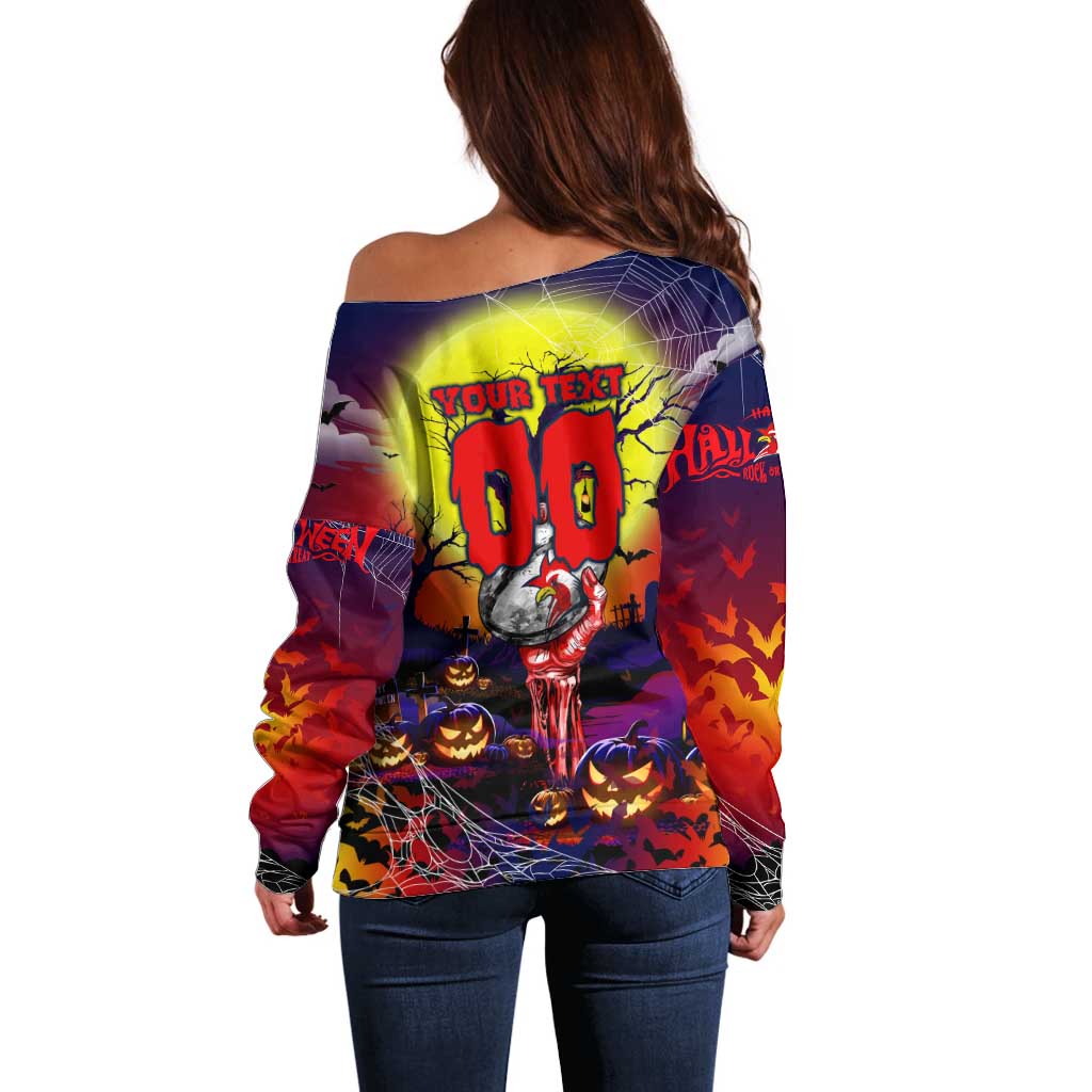 We Are Roosters Halloween Off Shoulder Sweater Pumpkin Scary Spooky Season - Aussie Hoodie