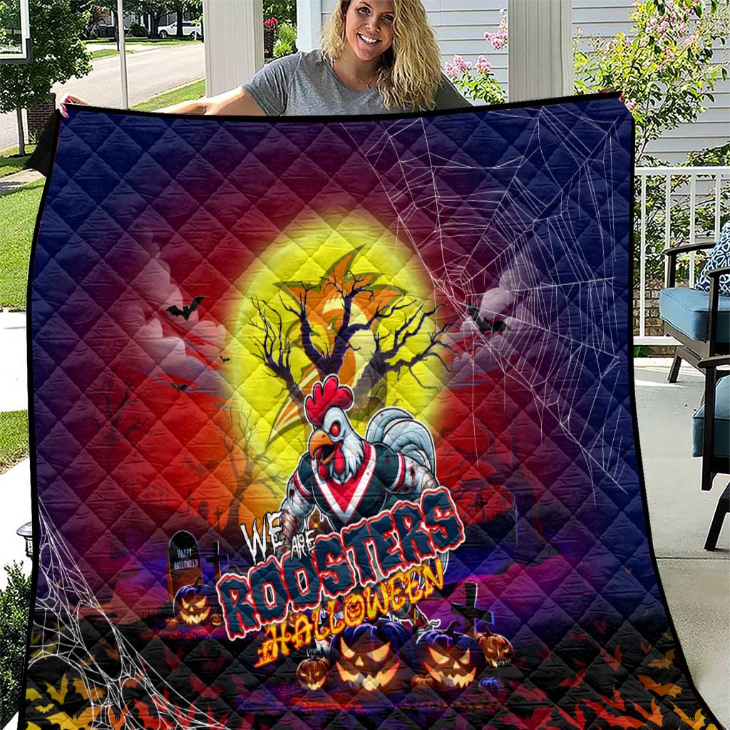 We Are Roosters Halloween Quilt Pumpkin Scary Spooky Season - Aussie Hoodie