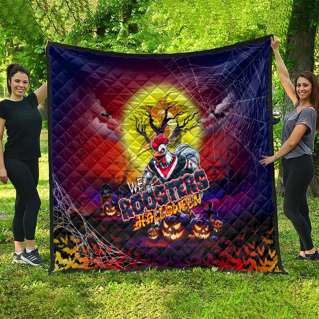 We Are Roosters Halloween Quilt Pumpkin Scary Spooky Season - Aussie Hoodie