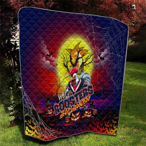 We Are Roosters Halloween Quilt Pumpkin Scary Spooky Season - Aussie Hoodie