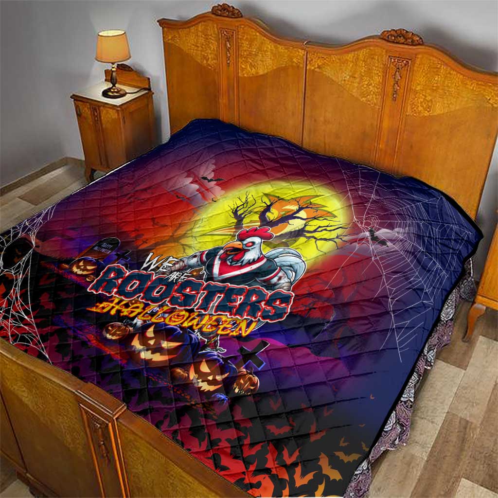 We Are Roosters Halloween Quilt Pumpkin Scary Spooky Season - Aussie Hoodie