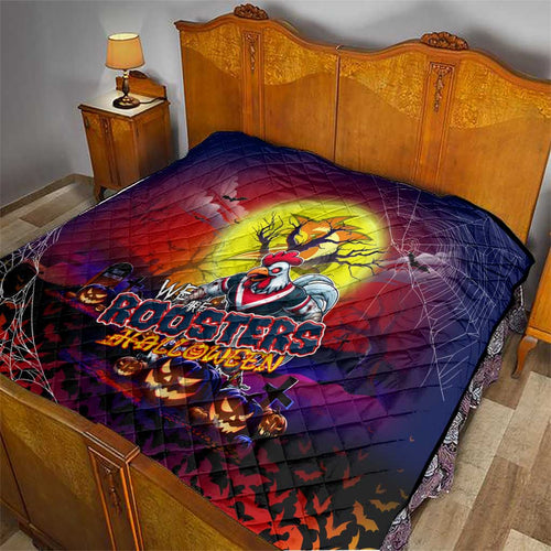 We Are Roosters Halloween Quilt Pumpkin Scary Spooky Season - Aussie Hoodie