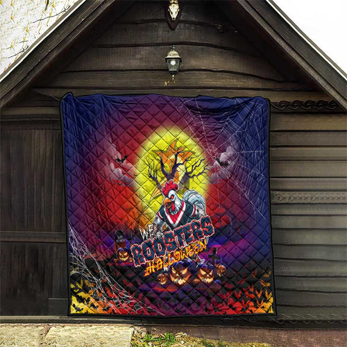 We Are Roosters Halloween Quilt Pumpkin Scary Spooky Season - Aussie Hoodie