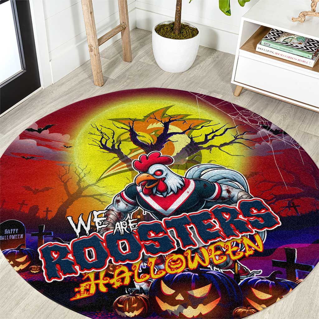 We Are Roosters Halloween Round Carpet Pumpkin Scary Spooky Season - Aussie Hoodie