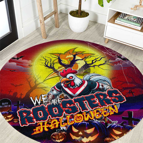 We Are Roosters Halloween Round Carpet Pumpkin Scary Spooky Season - Aussie Hoodie