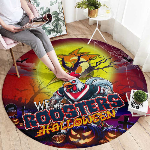 We Are Roosters Halloween Round Carpet Pumpkin Scary Spooky Season - Aussie Hoodie