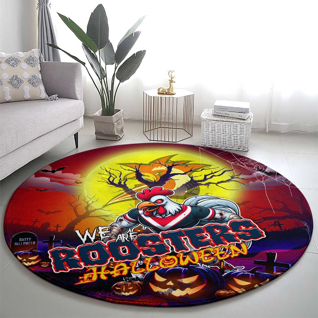 We Are Roosters Halloween Round Carpet Pumpkin Scary Spooky Season - Aussie Hoodie