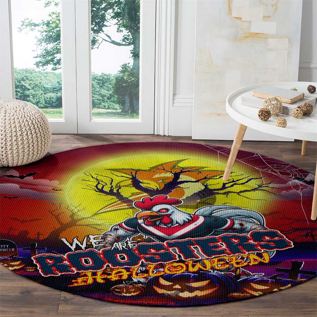 We Are Roosters Halloween Round Carpet Pumpkin Scary Spooky Season - Aussie Hoodie