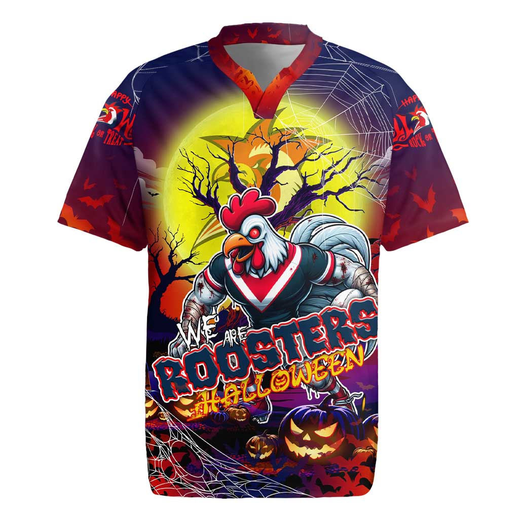 We Are Roosters Halloween Rugby Jersey Pumpkin Scary Spooky Season - Aussie Hoodie
