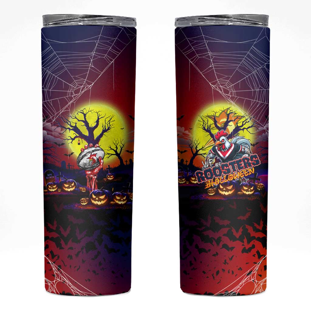 We Are Roosters Halloween Skinny Tumbler Pumpkin Scary Spooky Season - Aussie Hoodie