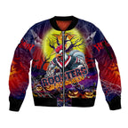 We Are Roosters Halloween Sleeve Zip Bomber Jacket Pumpkin Scary Spooky Season - Aussie Hoodie