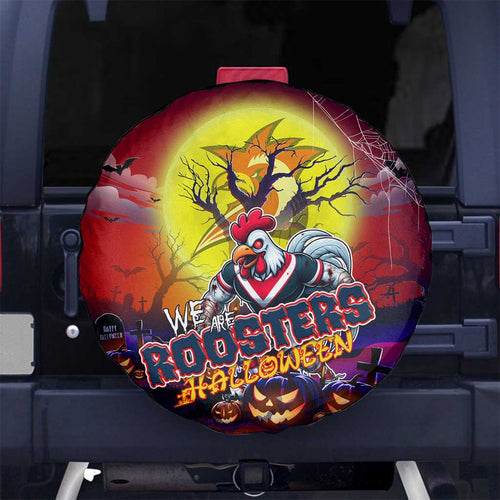 We Are Roosters Halloween Spare Tire Cover Pumpkin Scary Spooky Season - Aussie Hoodie