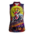 We Are Roosters Halloween Women Sleeveless Polo Shirt Pumpkin Scary Spooky Season - Aussie Hoodie