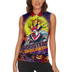 We Are Roosters Halloween Women Sleeveless Polo Shirt Pumpkin Scary Spooky Season - Aussie Hoodie