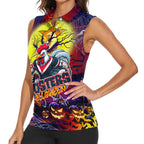 We Are Roosters Halloween Women Sleeveless Polo Shirt Pumpkin Scary Spooky Season - Aussie Hoodie