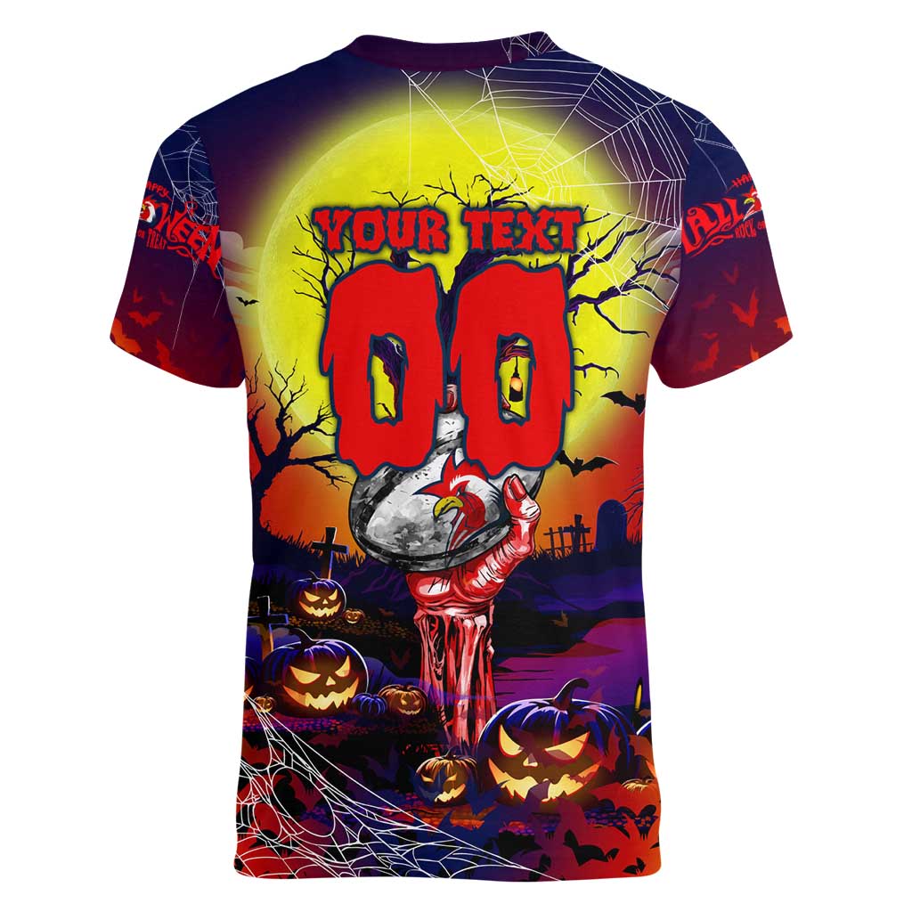 We Are Roosters Halloween Women V-Neck T-Shirt Pumpkin Scary Spooky Season - Aussie Hoodie