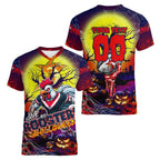 We Are Roosters Halloween Women V-Neck T-Shirt Pumpkin Scary Spooky Season - Aussie Hoodie
