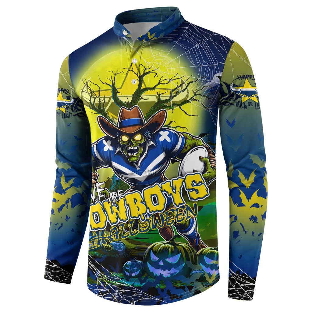 We Are Cowboys Halloween Button Sweatshirt Pumpkin Scary Spooky Season - Aussie Hoodie