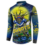 We Are Cowboys Halloween Button Sweatshirt Pumpkin Scary Spooky Season - Aussie Hoodie