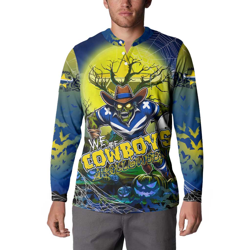 We Are Cowboys Halloween Button Sweatshirt Pumpkin Scary Spooky Season - Aussie Hoodie