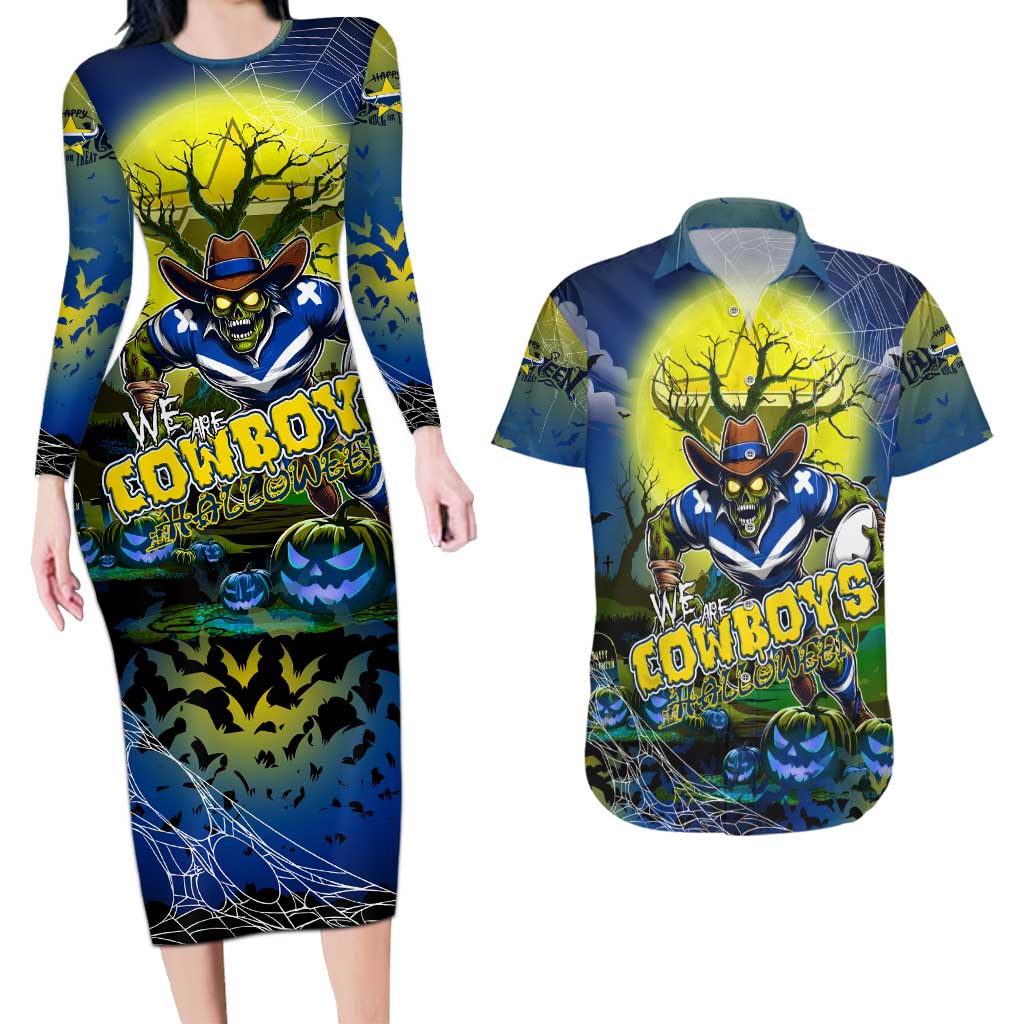 We Are Cowboys Halloween Couples Matching Long Sleeve Bodycon Dress and Hawaiian Shirt Pumpkin Scary Spooky Season - Aussie Hoodie