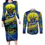 We Are Cowboys Halloween Couples Matching Long Sleeve Bodycon Dress and Long Sleeve Button Shirt Pumpkin Scary Spooky Season - Aussie Hoodie