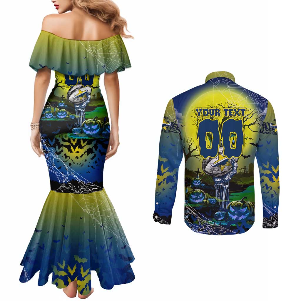 We Are Cowboys Halloween Couples Matching Mermaid Dress and Long Sleeve Button Shirt Pumpkin Scary Spooky Season - Aussie Hoodie