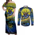 We Are Cowboys Halloween Couples Matching Off Shoulder Maxi Dress and Long Sleeve Button Shirt Pumpkin Scary Spooky Season - Aussie Hoodie