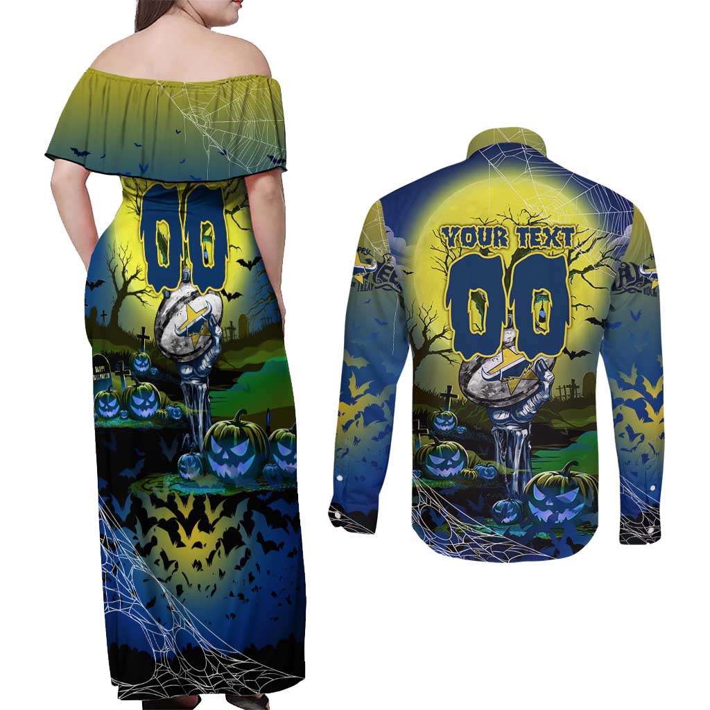 We Are Cowboys Halloween Couples Matching Off Shoulder Maxi Dress and Long Sleeve Button Shirt Pumpkin Scary Spooky Season - Aussie Hoodie