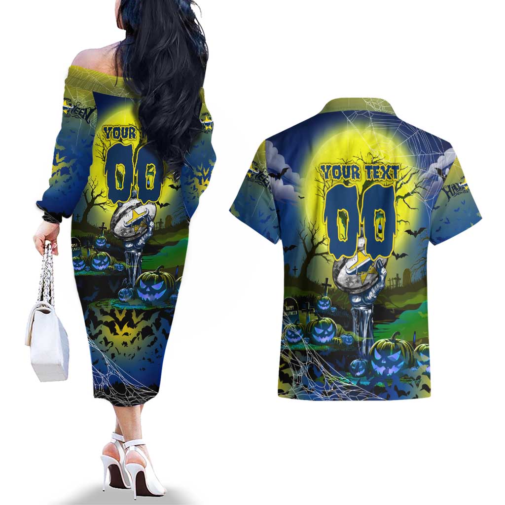 We Are Cowboys Halloween Couples Matching Off The Shoulder Long Sleeve Dress and Hawaiian Shirt Pumpkin Scary Spooky Season - Aussie Hoodie