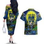 We Are Cowboys Halloween Couples Matching Off The Shoulder Long Sleeve Dress and Hawaiian Shirt Pumpkin Scary Spooky Season - Aussie Hoodie