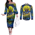 We Are Cowboys Halloween Couples Matching Off The Shoulder Long Sleeve Dress and Long Sleeve Button Shirt Pumpkin Scary Spooky Season - Aussie Hoodie