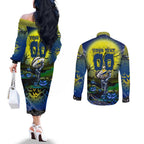 We Are Cowboys Halloween Couples Matching Off The Shoulder Long Sleeve Dress and Long Sleeve Button Shirt Pumpkin Scary Spooky Season - Aussie Hoodie