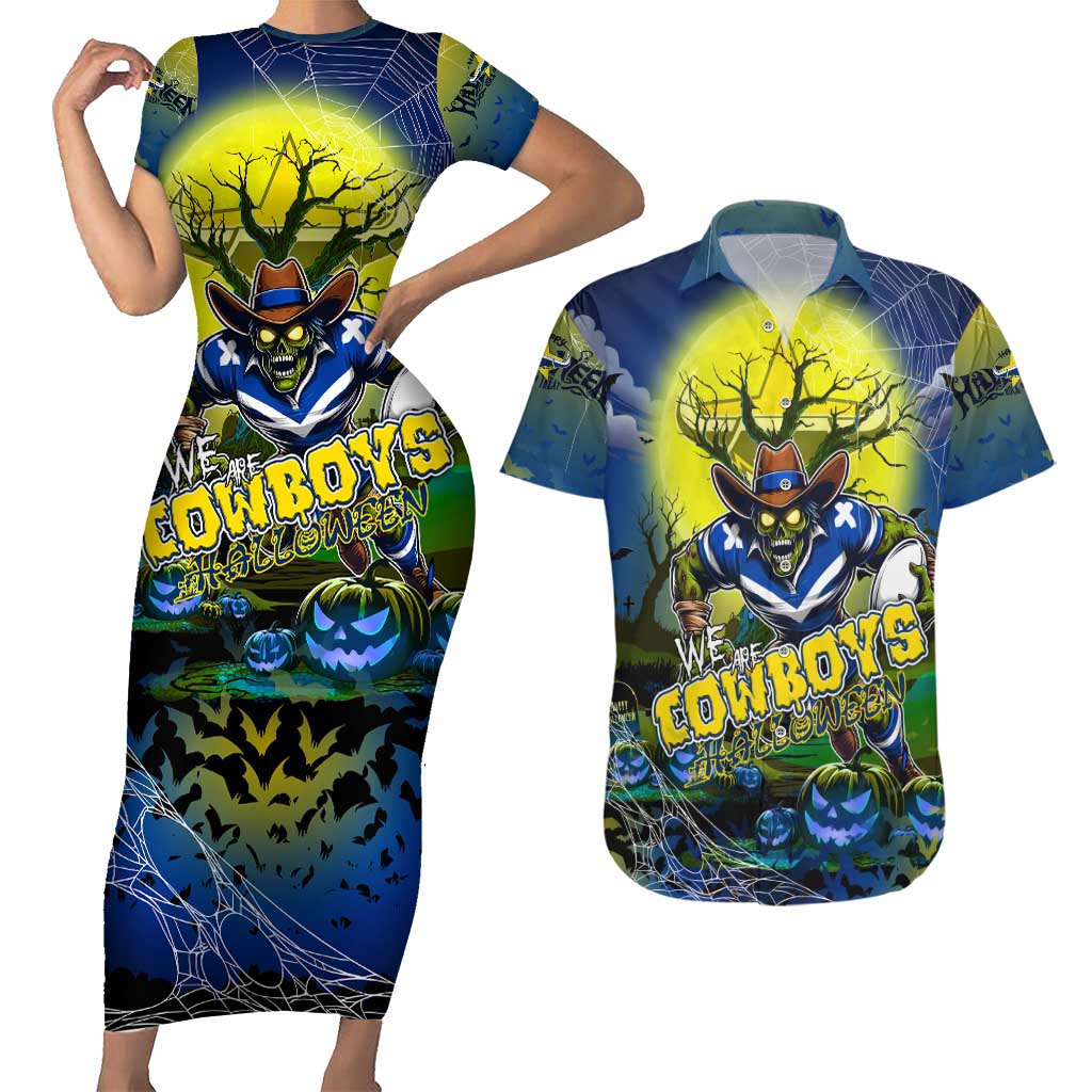 We Are Cowboys Halloween Couples Matching Short Sleeve Bodycon Dress and Hawaiian Shirt Pumpkin Scary Spooky Season - Aussie Hoodie