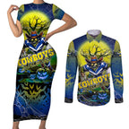 We Are Cowboys Halloween Couples Matching Short Sleeve Bodycon Dress and Long Sleeve Button Shirt Pumpkin Scary Spooky Season - Aussie Hoodie