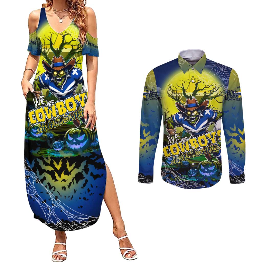 We Are Cowboys Halloween Couples Matching Summer Maxi Dress and Long Sleeve Button Shirt Pumpkin Scary Spooky Season - Aussie Hoodie