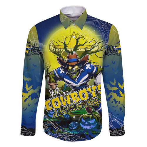 We Are Cowboys Halloween Family Matching Off The Shoulder Long Sleeve Dress and Hawaiian Shirt Pumpkin Scary Spooky Season - Aussie Hoodie