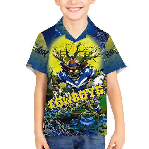 We Are Cowboys Halloween Family Matching Off The Shoulder Long Sleeve Dress and Hawaiian Shirt Pumpkin Scary Spooky Season - Aussie Hoodie