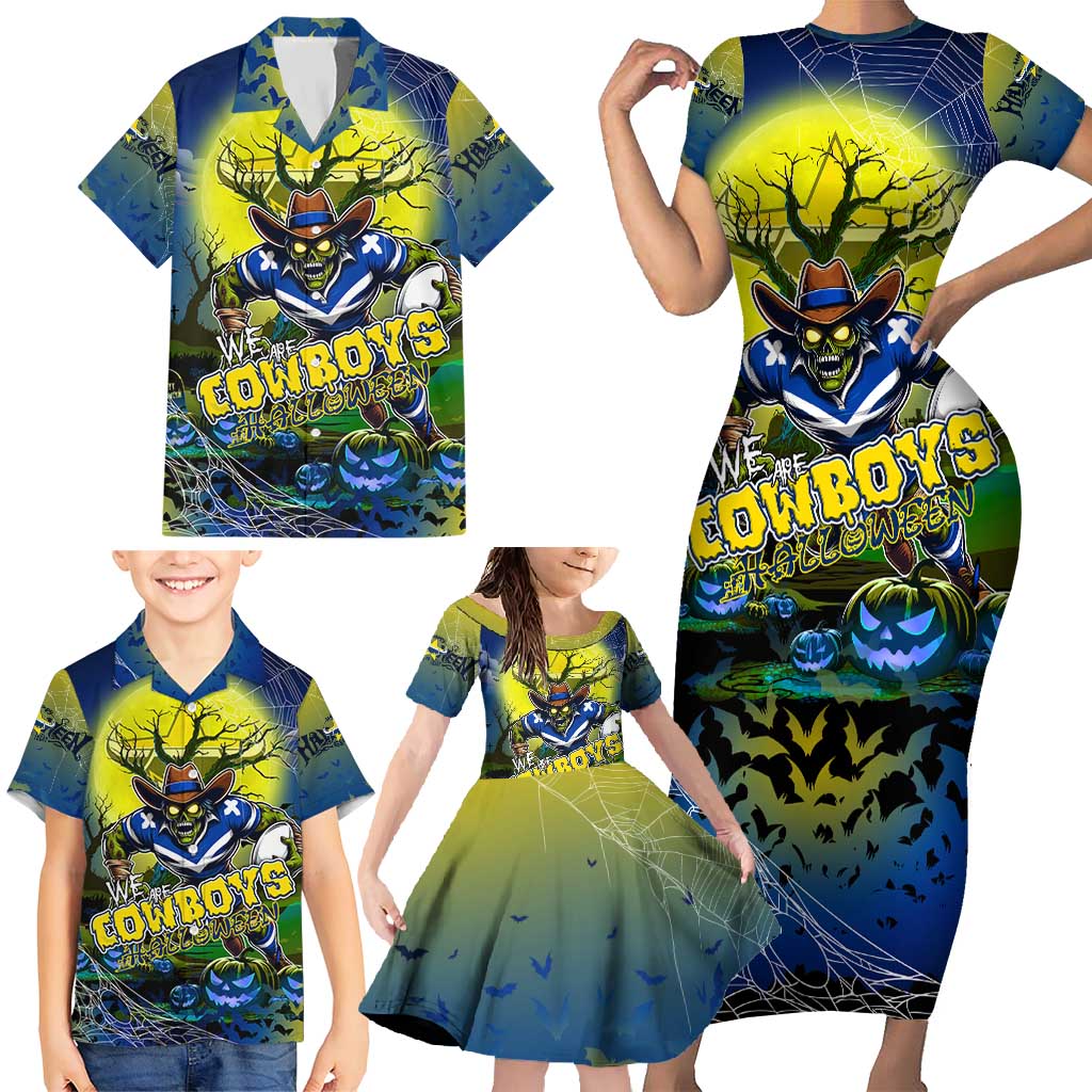 We Are Cowboys Halloween Family Matching Short Sleeve Bodycon Dress and Hawaiian Shirt Pumpkin Scary Spooky Season - Aussie Hoodie