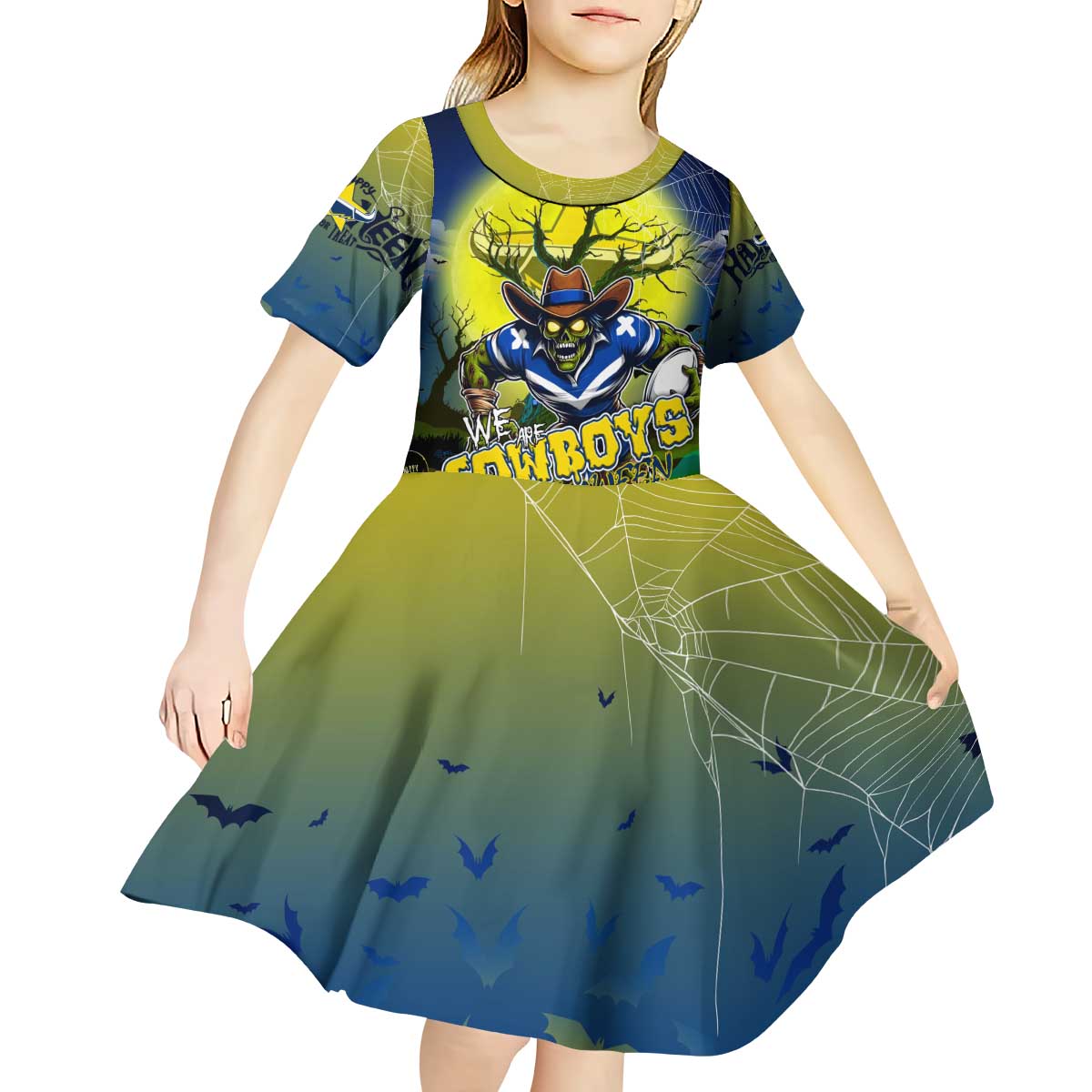 We Are Cowboys Halloween Kid Short Sleeve Dress Pumpkin Scary Spooky Season - Aussie Hoodie