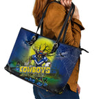 We Are Cowboys Halloween Leather Tote Bag Pumpkin Scary Spooky Season - Aussie Hoodie