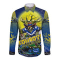 We Are Cowboys Halloween Long Sleeve Button Shirt Pumpkin Scary Spooky Season - Aussie Hoodie