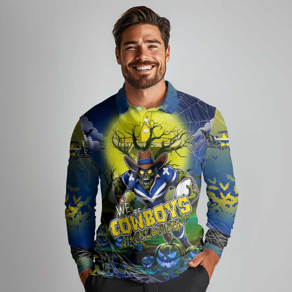 We Are Cowboys Halloween Long Sleeve Polo Shirt Pumpkin Scary Spooky Season - Aussie Hoodie