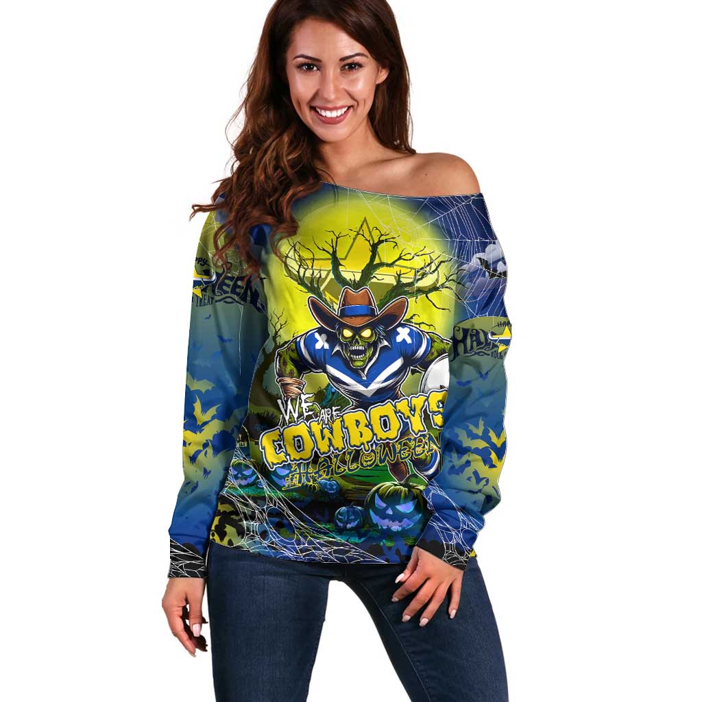 We Are Cowboys Halloween Off Shoulder Sweater Pumpkin Scary Spooky Season - Aussie Hoodie